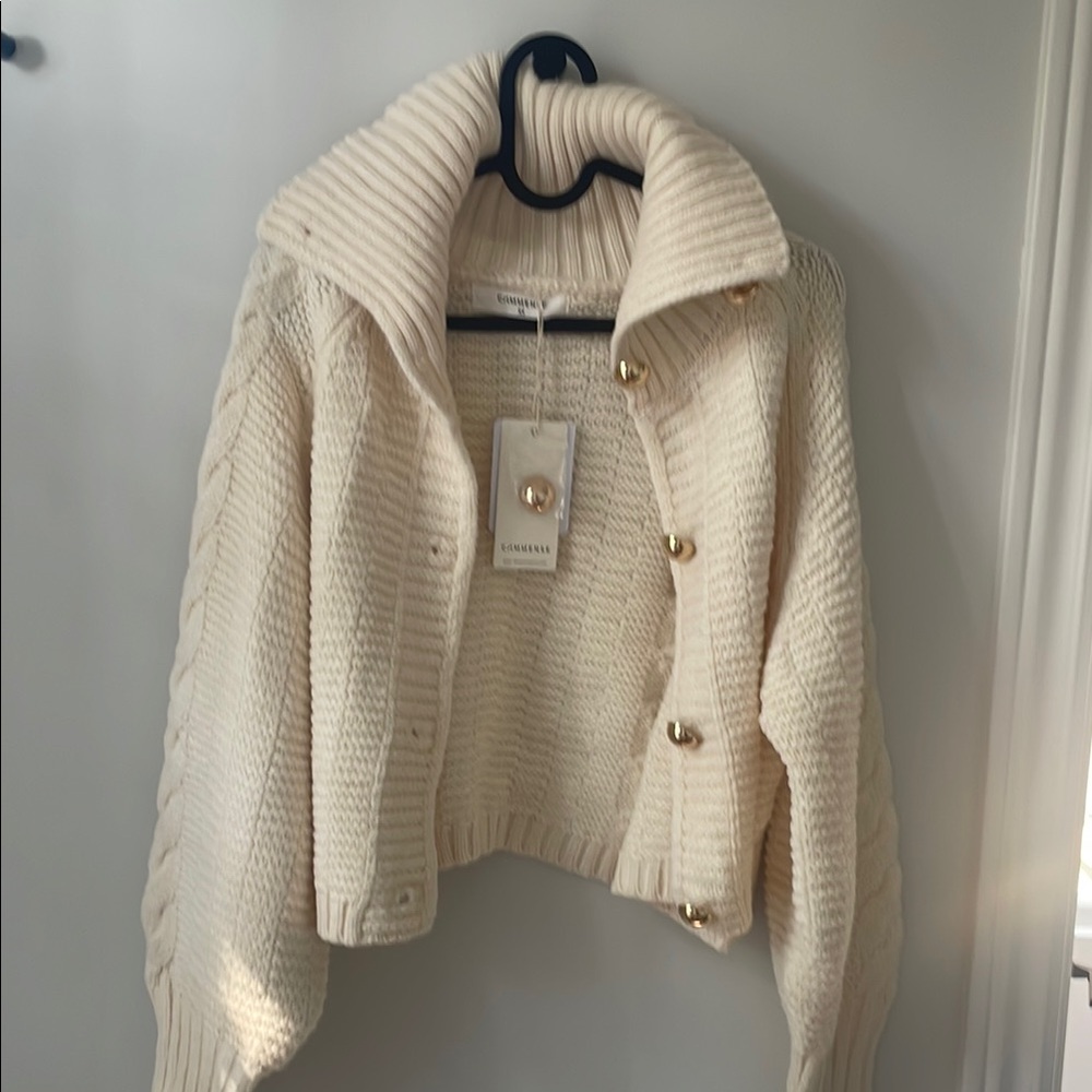 Commense Cream Button-Up Cardigan